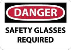 NMC - "Danger - Safety Glasses Required", 10" Long x 14" Wide, Rigid Plastic Safety Sign - Rectangle, 0.05" Thick, Use for Accident Prevention - All Tool & Supply