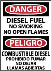 NMC - "Danger - Diesel Fuel - No Smoking - No Open Flames", 14" Long x 10" Wide, Aluminum Safety Sign - Rectangle, 0.04" Thick, Use for Hazardous Materials - All Tool & Supply