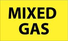 NMC - Hazardous Materials Label - Legend: Mixed Gas, English, Black & Yellow, 5" Long x 3" High, Sign Muscle Finish - All Tool & Supply