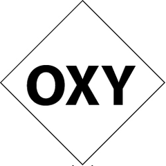 NMC - Hazardous Materials Label - Legend: Oxy, English, Black & White, 3-3/4" Long x 3-3/4" High, Sign Muscle Finish - All Tool & Supply