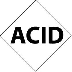 NMC - Hazardous Materials Label - Legend: Acid, English, Black & White, 3-3/4" Long x 3-3/4" High, Sign Muscle Finish - All Tool & Supply