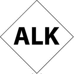 NMC - Hazardous Materials Label - Legend: Alk, English, Black & White, 3-3/4" Long x 3-3/4" High, Sign Muscle Finish - All Tool & Supply