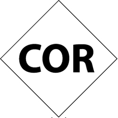 NMC - Hazardous Materials Label - Legend: Cor, English, Black & White, 3-3/4" Long x 3-3/4" High, Sign Muscle Finish - All Tool & Supply