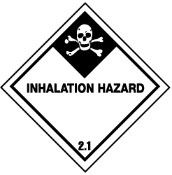 NMC - Accident Prevention Label - Legend: Inhalation Hazard, English, Black & White, 4" Long x 4" High, Sign Muscle Finish - All Tool & Supply