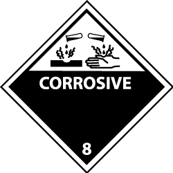 NMC - Corrosive DOT Shipping Label - 4" High x 4" Wide - All Tool & Supply