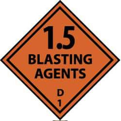 NMC - Accident Prevention Label - Legend: 1.5 Blasting Agent D, English, Black & Orange, 4" Long x 4" High, Sign Muscle Finish - All Tool & Supply