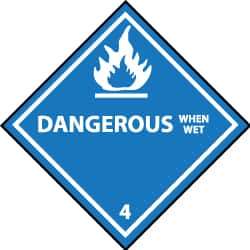 NMC - Dangerous When Wet DOT Shipping Label - 4" High x 4" Wide - All Tool & Supply