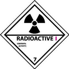 NMC - Accident Prevention Label - Legend: Radioactive I Contents: Activity:, English, Black, Magenta & White, 4" Long x 4" High, Sign Muscle Finish - All Tool & Supply