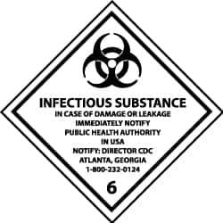 NMC - Infectious Substance - In Case of Damage or Leakage Immediately Notify Public Authority in U.S.A. - Notify: Director... DOT Shipping Label - 4" High x 4" Wide - All Tool & Supply