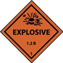 NMC - Accident Prevention Label - Legend: Explosive 1.2B, English, Black & Orange, 4" Long x 4" High, Sign Muscle Finish - All Tool & Supply