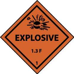 NMC - Accident Prevention Label - Legend: Explosive 1.3F, English, Black & Orange, 4" Long x 4" High, Sign Muscle Finish - All Tool & Supply