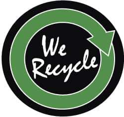 NMC - We Recycle, Hard Hat Label - White & Green on Black, 2" Thick, For Accident Prevention - All Tool & Supply