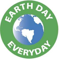 NMC - Earth Day Everyday, Hard Hat Label - White & Blue on Green, 2" Thick, For Accident Prevention - All Tool & Supply