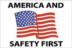 NMC - America and Safety First, Hard Hat Label - Blue & Black on White, Red, 2" Thick, For Accident Prevention - All Tool & Supply