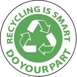 NMC - Recycling Is Smart - Do Your Part, Hard Hat Label - Green on White, 2" Thick, For Accident Prevention - All Tool & Supply