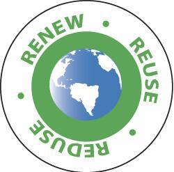 NMC - Renew - Reuse - Reduce, Hard Hat Label - Green & Blue on White, 2" Thick, For Accident Prevention - All Tool & Supply