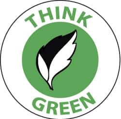 NMC - Think Green, Hard Hat Label - Green & Black on White, 2" Thick, For Accident Prevention - All Tool & Supply