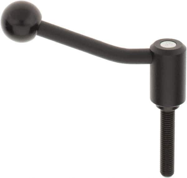 KIPP - M12 x 1.75, 1.1" Hub Diam, Steel Threaded Stud Adjustable Tension Lever with 20° Handle - 2.36" Stud Length, 4.17" OAL, 2.7" High - All Tool & Supply