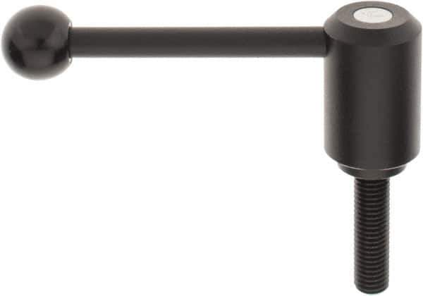 KIPP - 5/8-11, 1.61" Hub Diam, Steel Threaded Stud Adjustable Tension Lever with 0° Handle - 2.36" Stud Length, 5.3" OAL, 2.22" High - All Tool & Supply