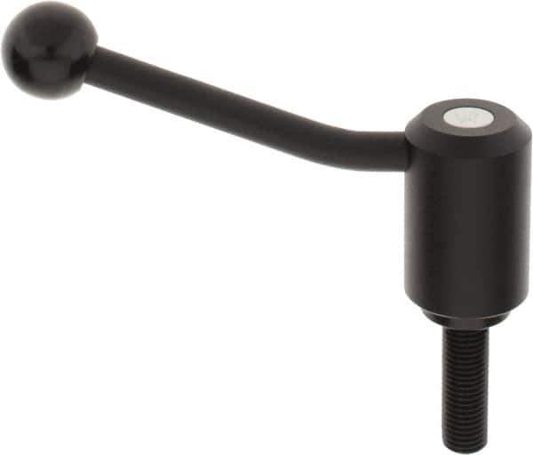 KIPP - M16 x 2.0, 1.61" Hub Diam, Steel Threaded Stud Adjustable Tension Lever with 20° Handle - 1.97" Stud Length, 5.06" OAL, 3.52" High - All Tool & Supply