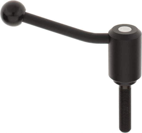 KIPP - M16 x 2.0, 1.61" Hub Diam, Steel Threaded Stud Adjustable Tension Lever with 20° Handle - 2-3/4" Stud Length, 5.06" OAL, 3.52" High - All Tool & Supply