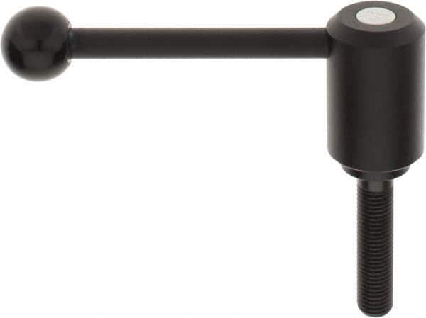 KIPP - M16 x 2.0, 1.61" Hub Diam, Steel Threaded Stud Adjustable Tension Lever with 0° Handle - 2-3/4" Stud Length, 5.3" OAL, 2.22" High - All Tool & Supply