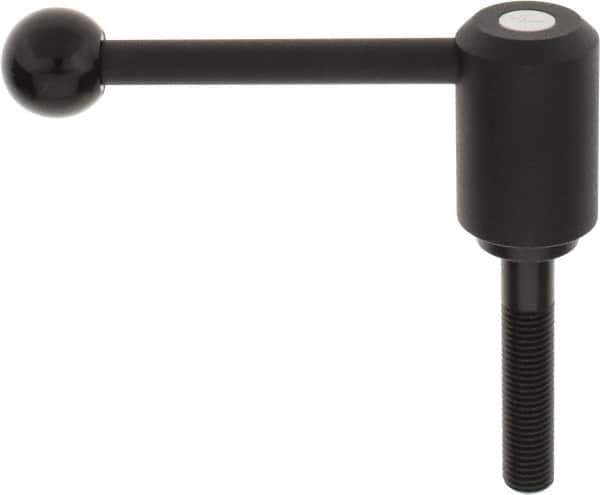 KIPP - M16 x 2.0, 1.61" Hub Diam, Steel Threaded Stud Adjustable Tension Lever with 0° Handle - 3.15" Stud Length, 5.3" OAL, 2.22" High - All Tool & Supply