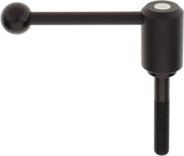 KIPP - M16 x 2.0, 1.61" Hub Diam, Steel Threaded Stud Adjustable Tension Lever with 0° Handle - 3.54" Stud Length, 5.3" OAL, 2.22" High - All Tool & Supply