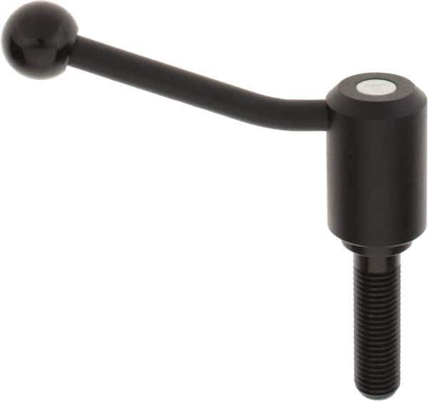 KIPP - M20 x 2.5, 1.61" Hub Diam, Steel Threaded Stud Adjustable Tension Lever with 20° Handle - 2-3/4" Stud Length, 5.06" OAL, 3.52" High - All Tool & Supply