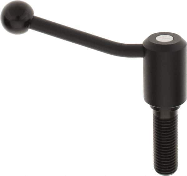 KIPP - M24 x 3.0, 1.61" Hub Diam, Steel Threaded Stud Adjustable Tension Lever with 20° Handle - 2-3/4" Stud Length, 5.06" OAL, 3.52" High - All Tool & Supply