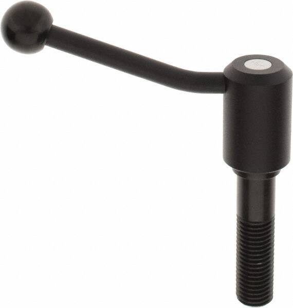 KIPP - M24 x 3.0, 1.61" Hub Diam, Steel Threaded Stud Adjustable Tension Lever with 20° Handle - 3.54" Stud Length, 5.06" OAL, 3.52" High - All Tool & Supply