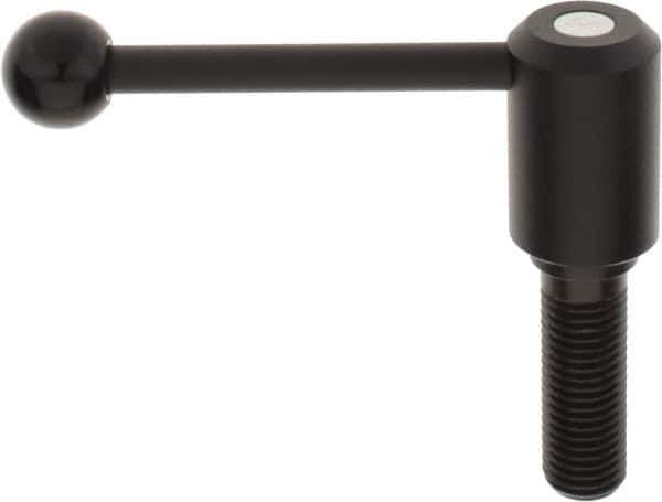 KIPP - M24 x 3.0, 1.61" Hub Diam, Steel Threaded Stud Adjustable Tension Lever with 0° Handle - 2-3/4" Stud Length, 5.3" OAL, 2.22" High - All Tool & Supply