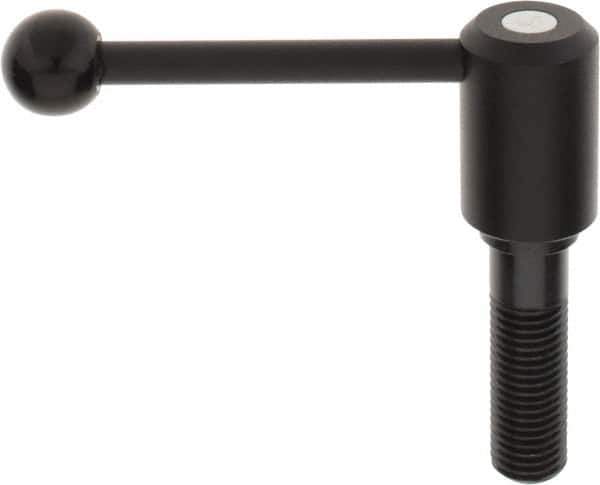 KIPP - M24 x 3.0, 1.61" Hub Diam, Steel Threaded Stud Adjustable Tension Lever with 0° Handle - 3.15" Stud Length, 5.3" OAL, 2.22" High - All Tool & Supply