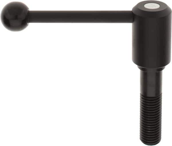 KIPP - M24 x 3.0, 1.61" Hub Diam, Steel Threaded Stud Adjustable Tension Lever with 0° Handle - 3.54" Stud Length, 5.3" OAL, 2.22" High - All Tool & Supply