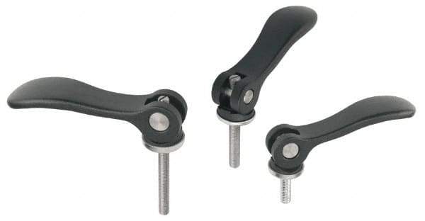 KIPP - M6 x 1.0, 0.59" Hub Diam, Black Powder Coat Cast Aluminum Adjustable Clamping Handle - 0.78" Stud Length - All Tool & Supply