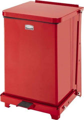 Rubbermaid - 7 Gal Square Unlabeled Trash Can - 17" High x 12" Long x 12" Wide, Red, Stainless Steel - All Tool & Supply