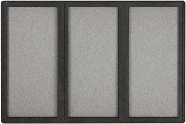 Quartet - 72" Wide x 48" High Enclosed Cork Bulletin Board - Gray - All Tool & Supply