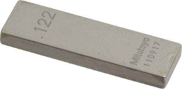 Mitutoyo - 0.122" Rectangular Steel Gage Block - Accuracy Grade 0, Includes Certificate of Inspection - All Tool & Supply