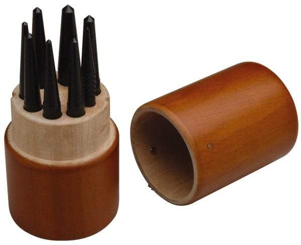 SPI - 8 Piece, 1/16 to 7/32", Center Punch Set - Round Shank, Comes in Custom Wood Case - All Tool & Supply