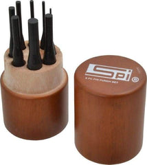 SPI - 8 Piece, 1/16 to 5/16", Pin Punch Set - Round Shank, Comes in Custom Wood Case - All Tool & Supply