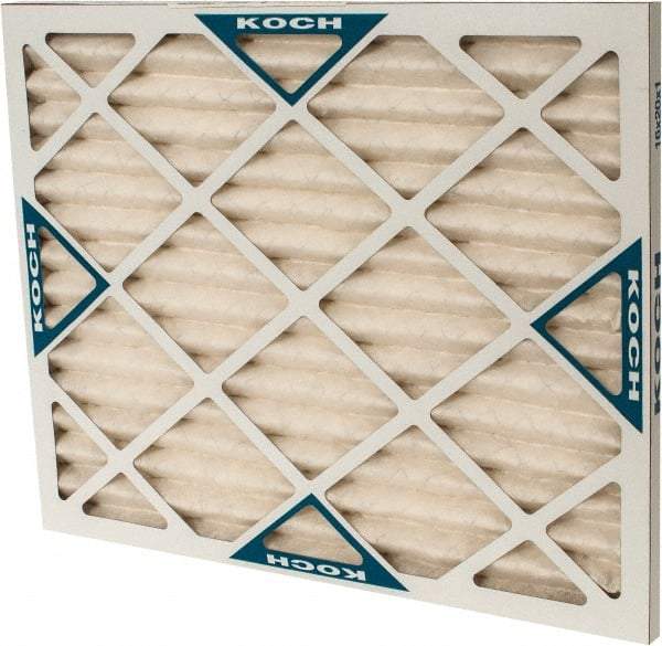 Made in USA - 16" Noml Height x 20" Noml Width x 1" Noml Depth, 30 to 35% Capture Efficiency, Wire-Backed Pleated Air Filter - MERV 8, Synthetic with Antimicrobial Protection, Integrated Beverage Board Frame, 300 Max FPM, 670 CFM, For Any Unit - All Tool & Supply