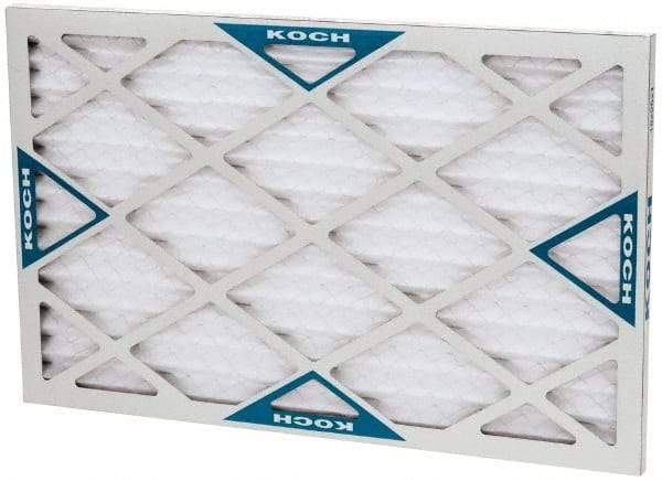 Made in USA - 16" Noml Height x 25" Noml Width x 1" Noml Depth, 30 to 35% Capture Efficiency, Wire-Backed Pleated Air Filter - MERV 8, Synthetic with Antimicrobial Protection, Integrated Beverage Board Frame, 300 Max FPM, 840 CFM, For Any Unit - All Tool & Supply