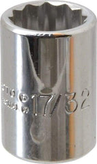 Proto - 17/32", 3/8" Drive, Standard Hand Socket - 12 Points, 1-1/8" OAL, Alloy Steel, Chrome Finish - All Tool & Supply