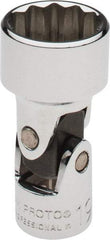 Proto - 3/8" Drive, Standard Hand Socket - 12 Points, 2-3/32" OAL, Alloy Steel, Chrome Finish - All Tool & Supply