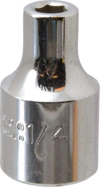 Proto - 1/4", 1/2" Drive, Standard Hand Socket - 6 Points, 1-31/64" OAL, Alloy Steel, Chrome Finish - All Tool & Supply