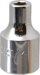 Proto - 1/4", 1/2" Drive, Standard Hand Socket - 6 Points, 1-31/64" OAL, Alloy Steel, Chrome Finish - All Tool & Supply