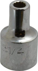 Proto - 1/4", 1/2" Drive, Standard Hand Socket - 12 Points, 1-31/64" OAL, Alloy Steel, Chrome Finish - All Tool & Supply