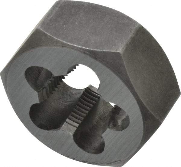 Interstate - 1/2-28 UNEF Thread, 1-1/16" Hex, Right Hand Thread, Hex Rethreading Die - Carbon Steel, 1/2" Thick - Exact Industrial Supply