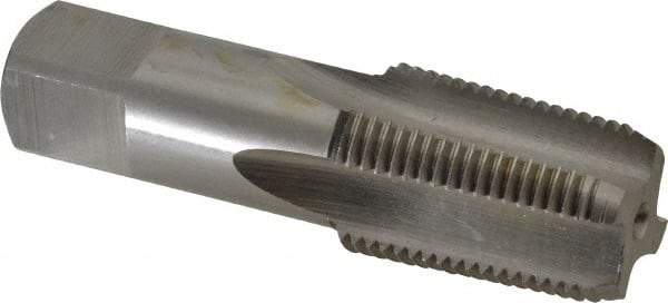 Interstate - 5/8-14" BSPT, 4 Flutes, Bottoming Chamfer, Bright Finish, High Speed Steel British Standard Pipe Tap - 0.6875" Shank Diam, 0.515" Square Size, 3-1/8" Overall Length - Exact Industrial Supply