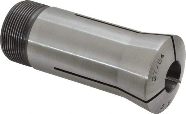 Lyndex - 37/64 Inch 5C Round Collet - 3.27 Inch Overall Length, 1.041-24 Internal Thread Size, Steel, 0.0011 Inch TIR - Exact Industrial Supply